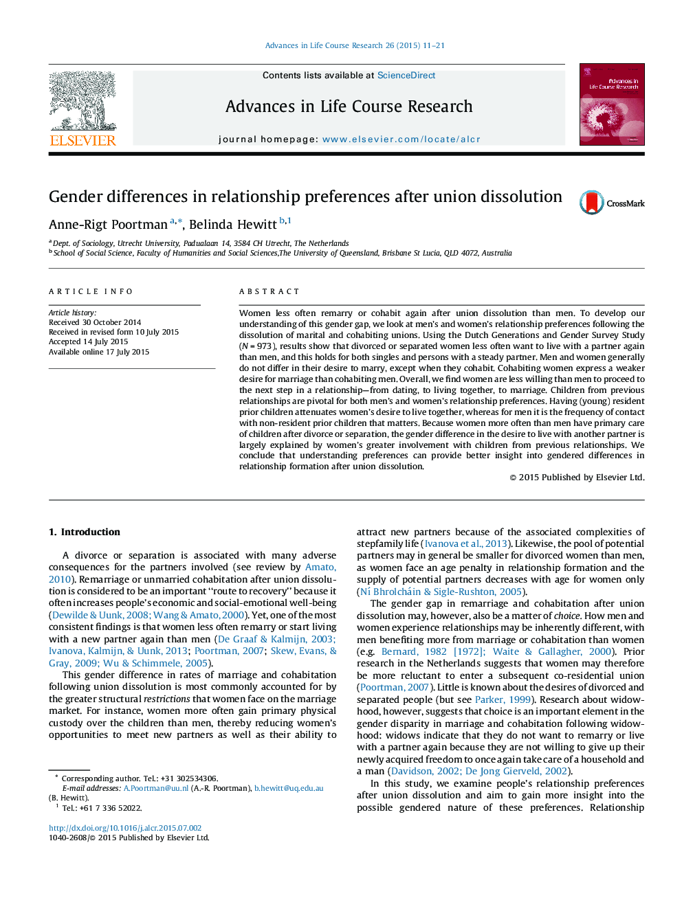 Gender differences in relationship preferences after union dissolution