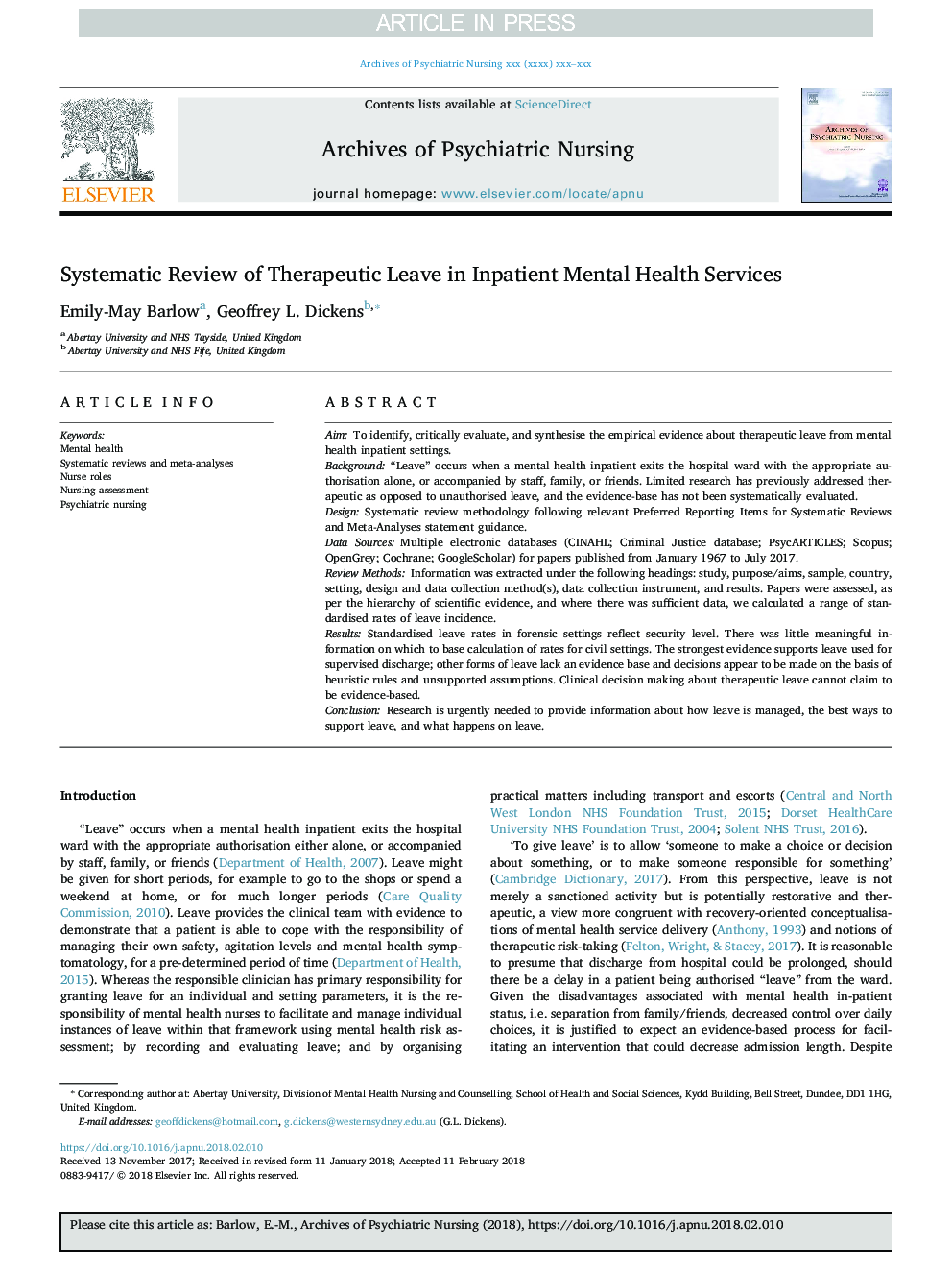 بررسی سیستماتیک بازنشستگی درمانی در خدمات بهداشت روان بستری 