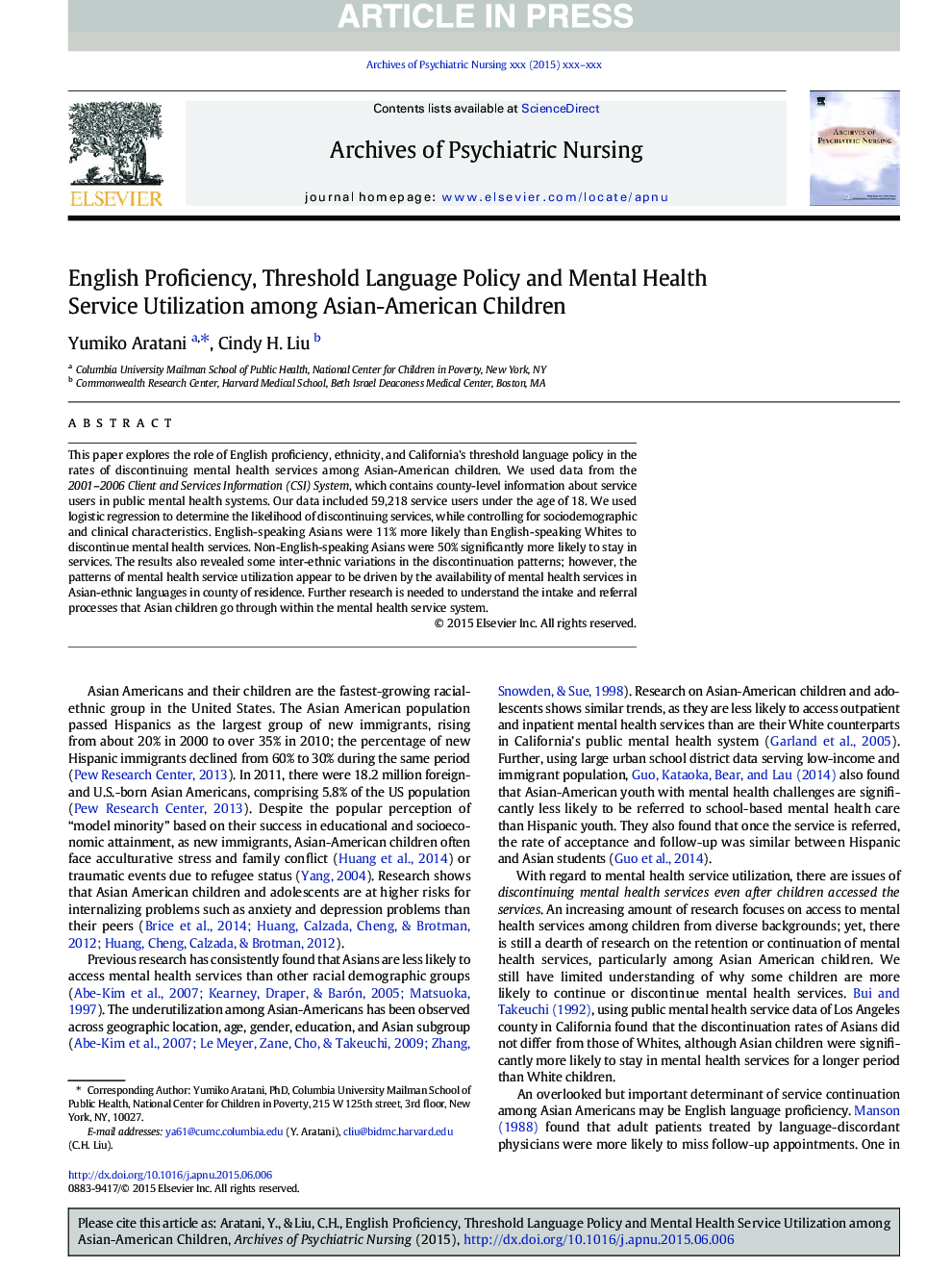 مهارت انگلیسی، سیاست زبان آستانه و استفاده از خدمات بهداشت روان در میان کودکان آسیایی-آمریکایی 