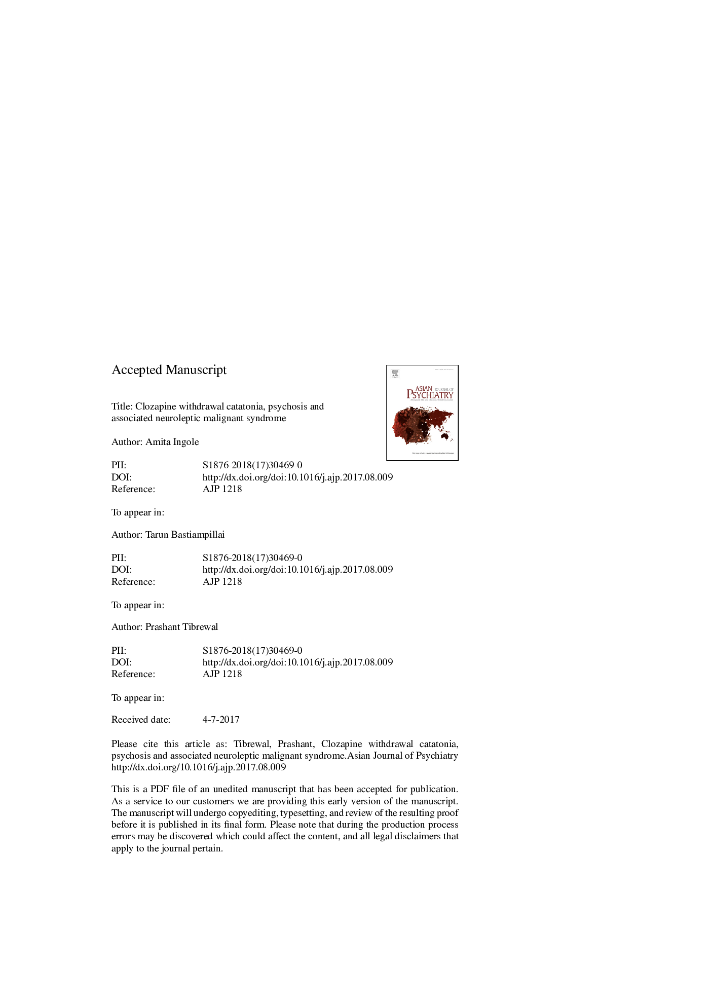 Clozapine withdrawal catatonia, psychosis and associated neuroleptic malignant syndrome