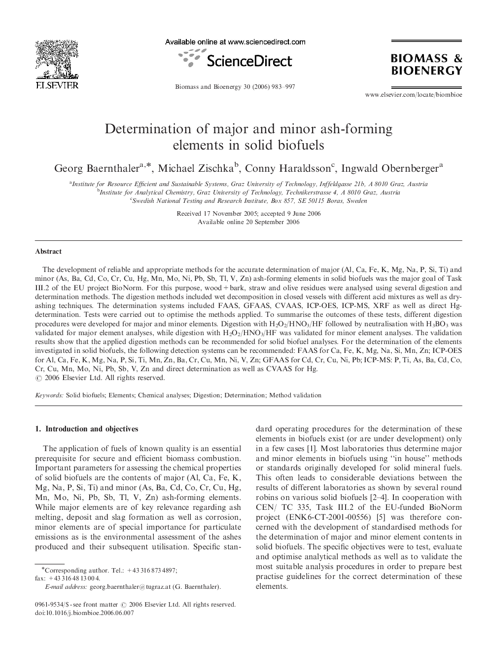 Determination of major and minor ash-forming elements in solid biofuels