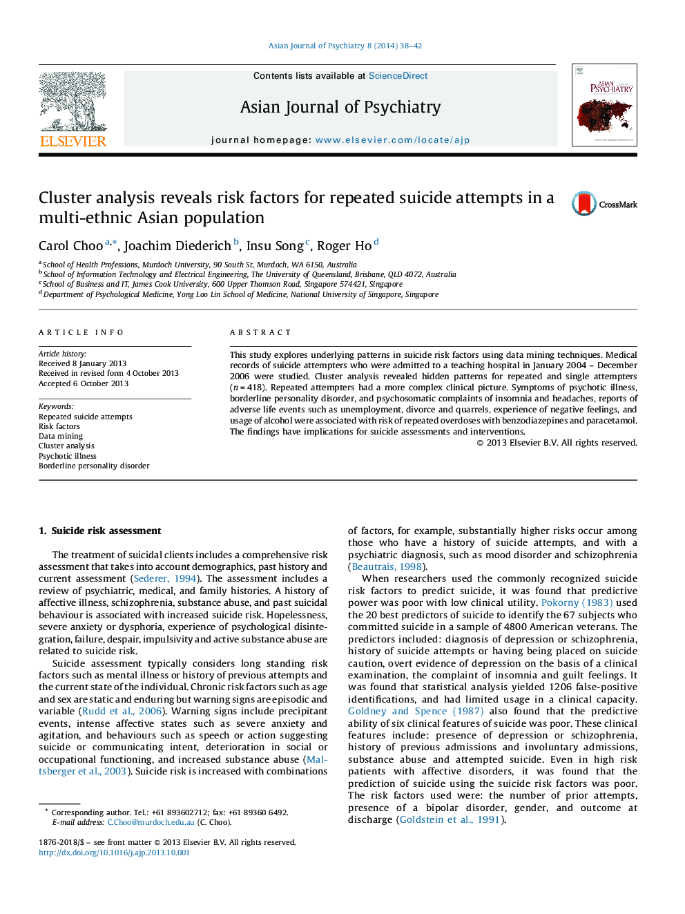 Cluster analysis reveals risk factors for repeated suicide attempts in a multi-ethnic Asian population