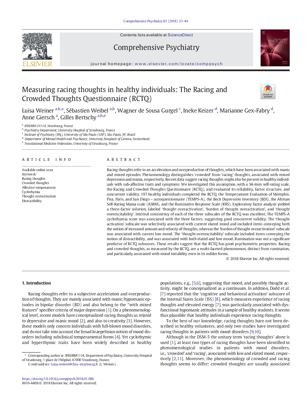 Measuring racing thoughts in healthy individuals: The Racing and Crowded Thoughts Questionnaire (RCTQ)