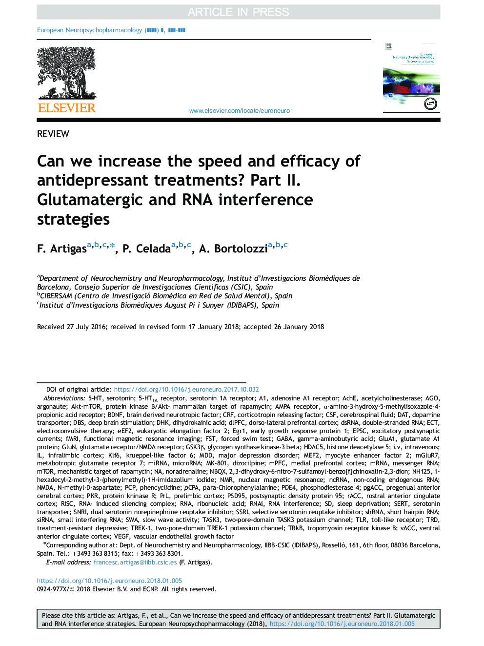 Can we increase the speed and efficacy of antidepressant treatments? Part II. Glutamatergic and RNA interference strategies