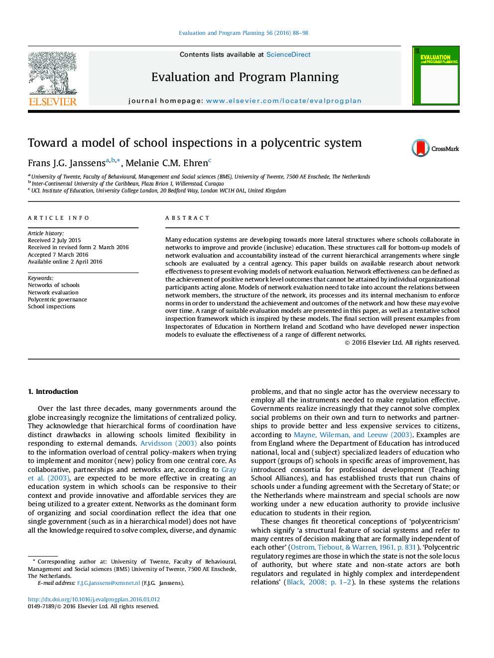 Toward a model of school inspections in a polycentric system