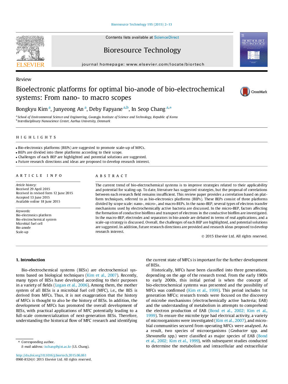 Bioelectronic platforms for optimal bio-anode of bio-electrochemical systems: From nano- to macro scopes