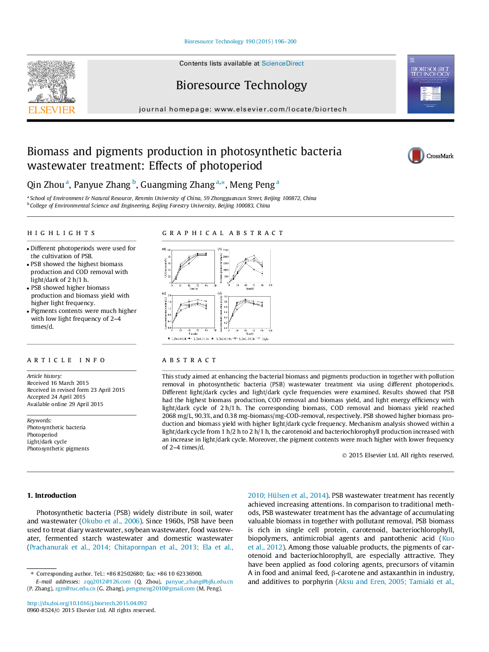 Biomass and pigments production in photosynthetic bacteria wastewater treatment: Effects of photoperiod