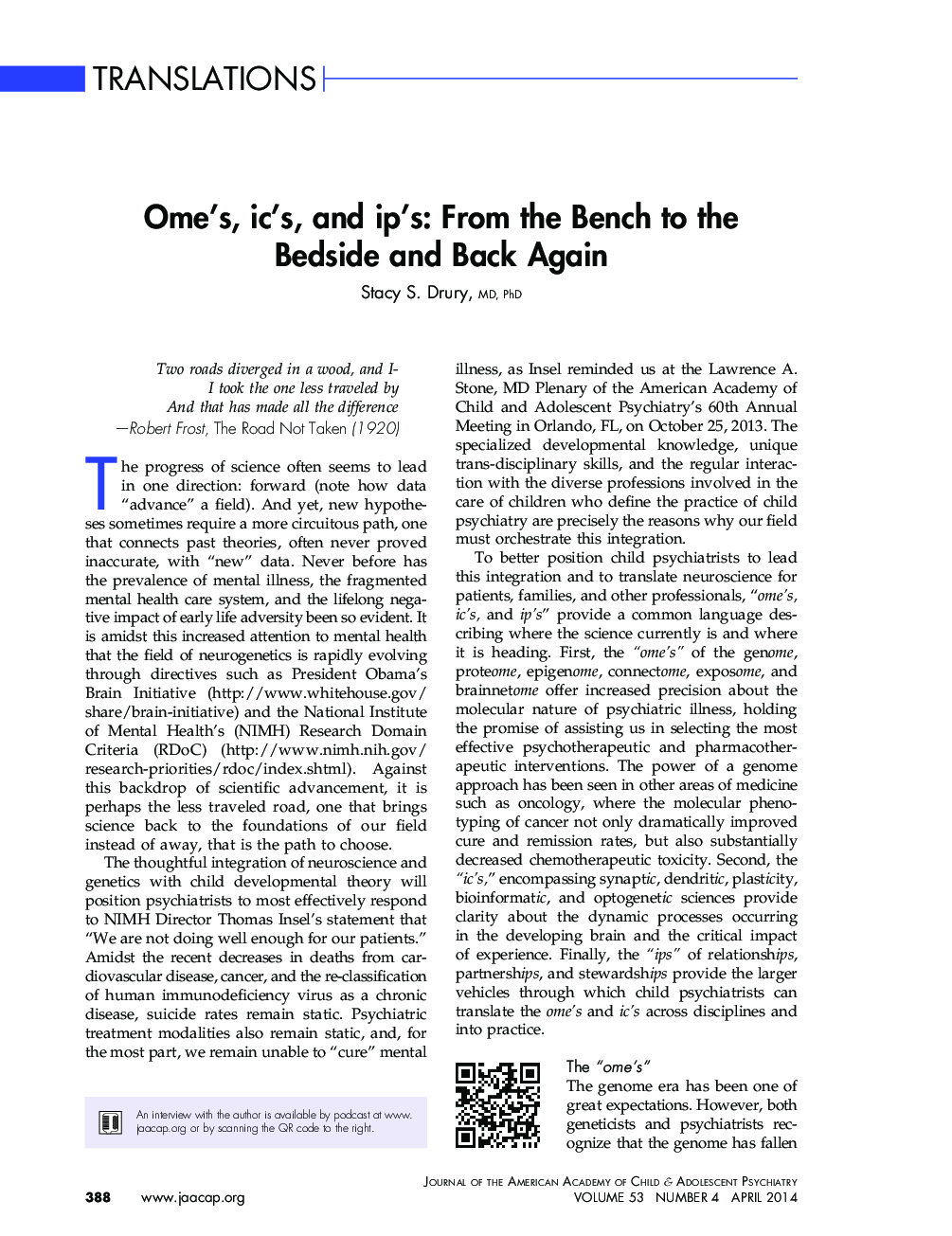 Ome's, ic's, and ip's: From the Bench to the Bedside and Back Again