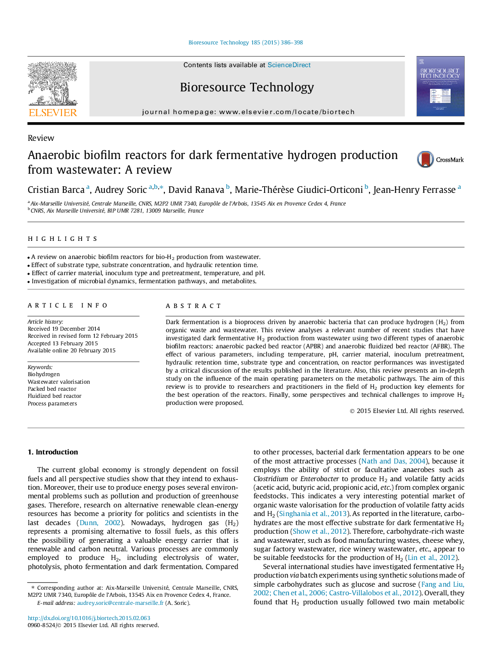 Anaerobic biofilm reactors for dark fermentative hydrogen production from wastewater: A review