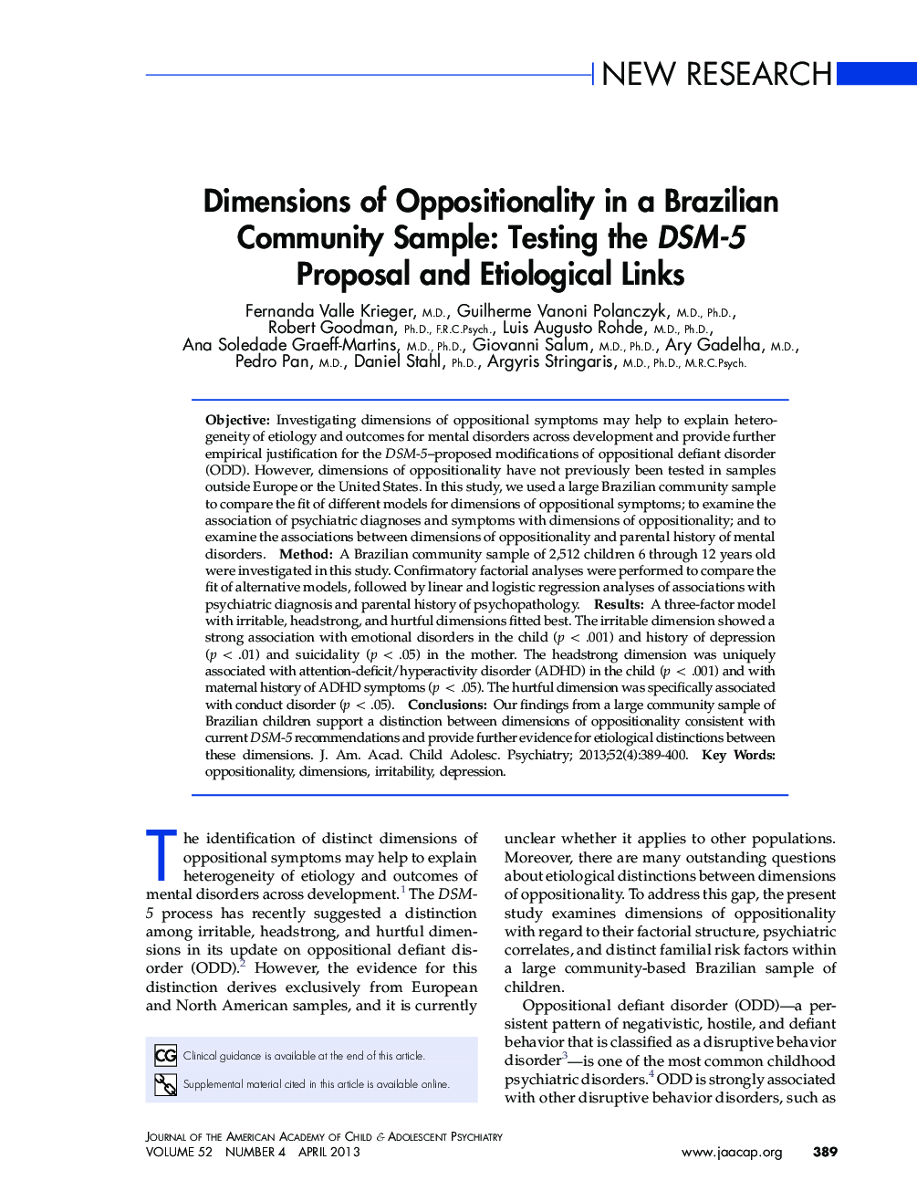 Dimensions of Oppositionality in a Brazilian Community Sample: Testing the DSM-5 Proposal and Etiological Links