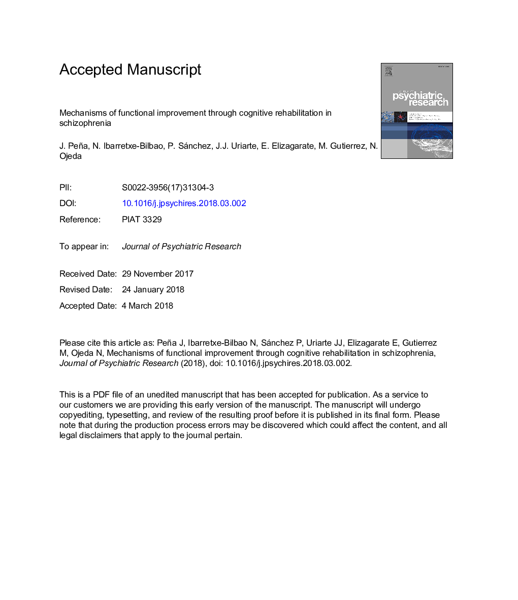 Mechanisms of functional improvement through cognitive rehabilitation in schizophrenia