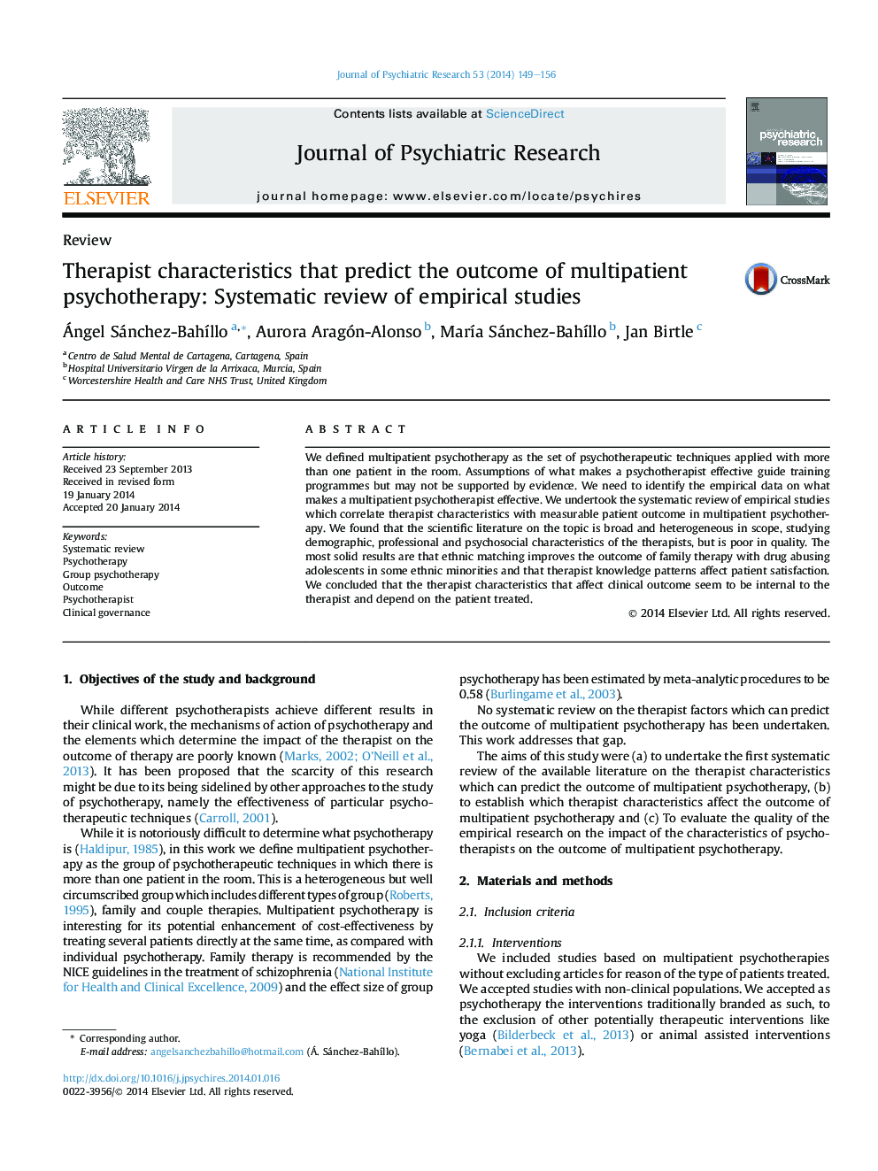 Therapist characteristics that predict the outcome of multipatient psychotherapy: Systematic review of empirical studies