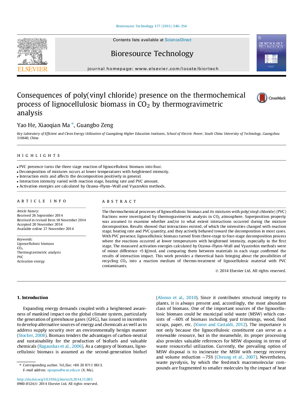 Consequences of poly(vinyl chloride) presence on the thermochemical process of lignocellulosic biomass in CO2 by thermogravimetric analysis