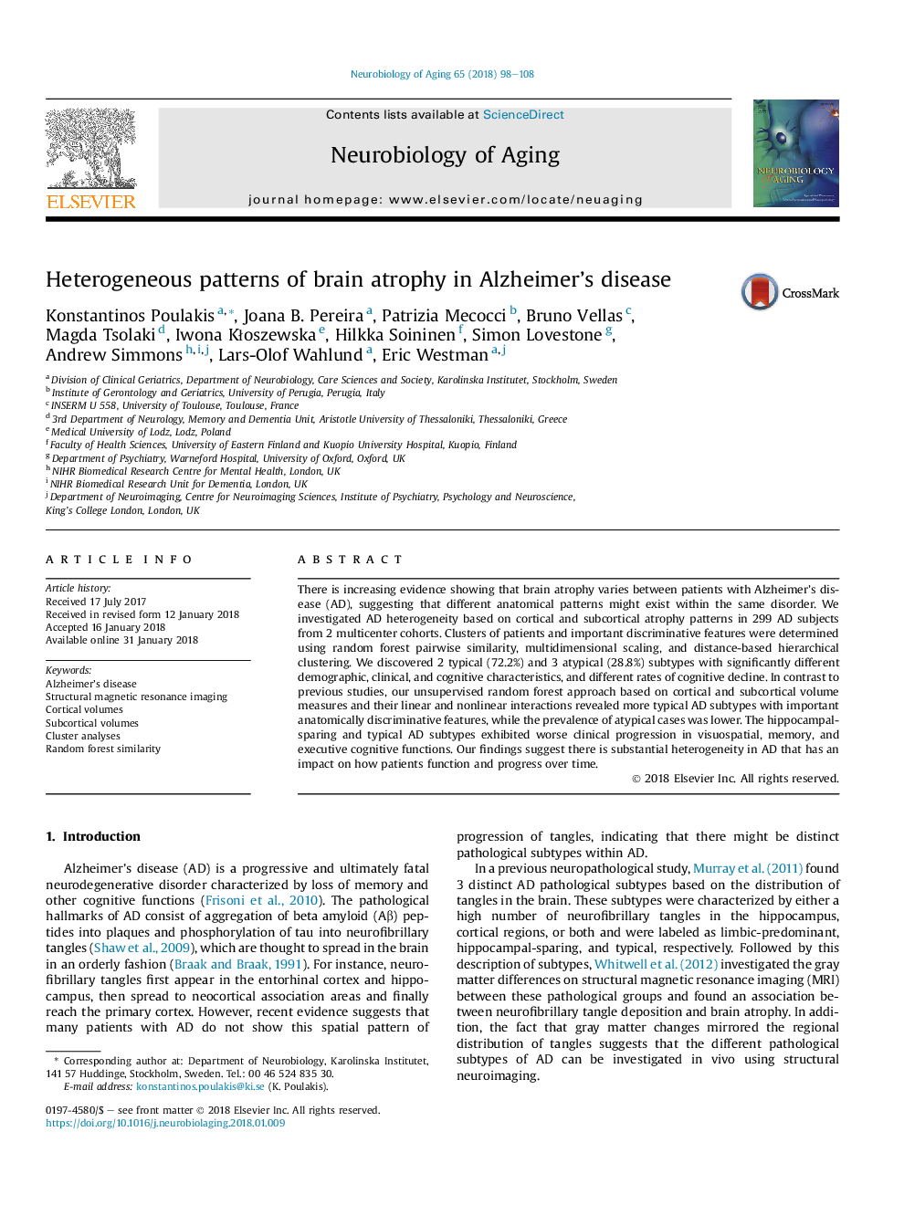 Heterogeneous patterns of brain atrophy in Alzheimer's disease