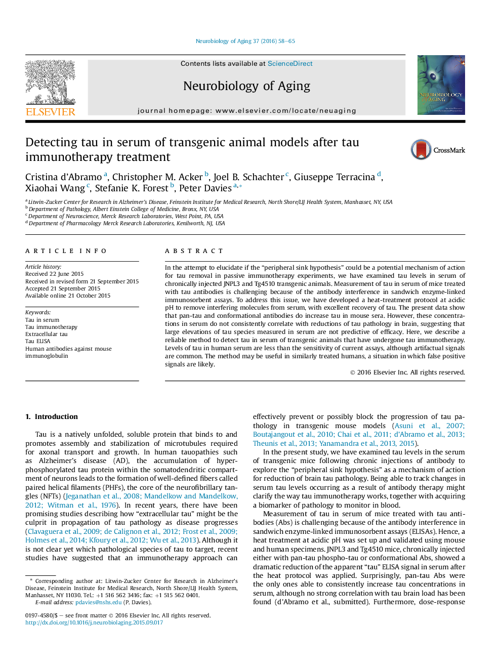 Detecting tau in serum of transgenic animal models after tau immunotherapy treatment