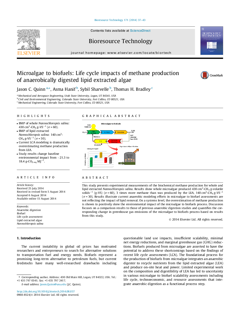 Microalgae to biofuels: Life cycle impacts of methane production of anaerobically digested lipid extracted algae