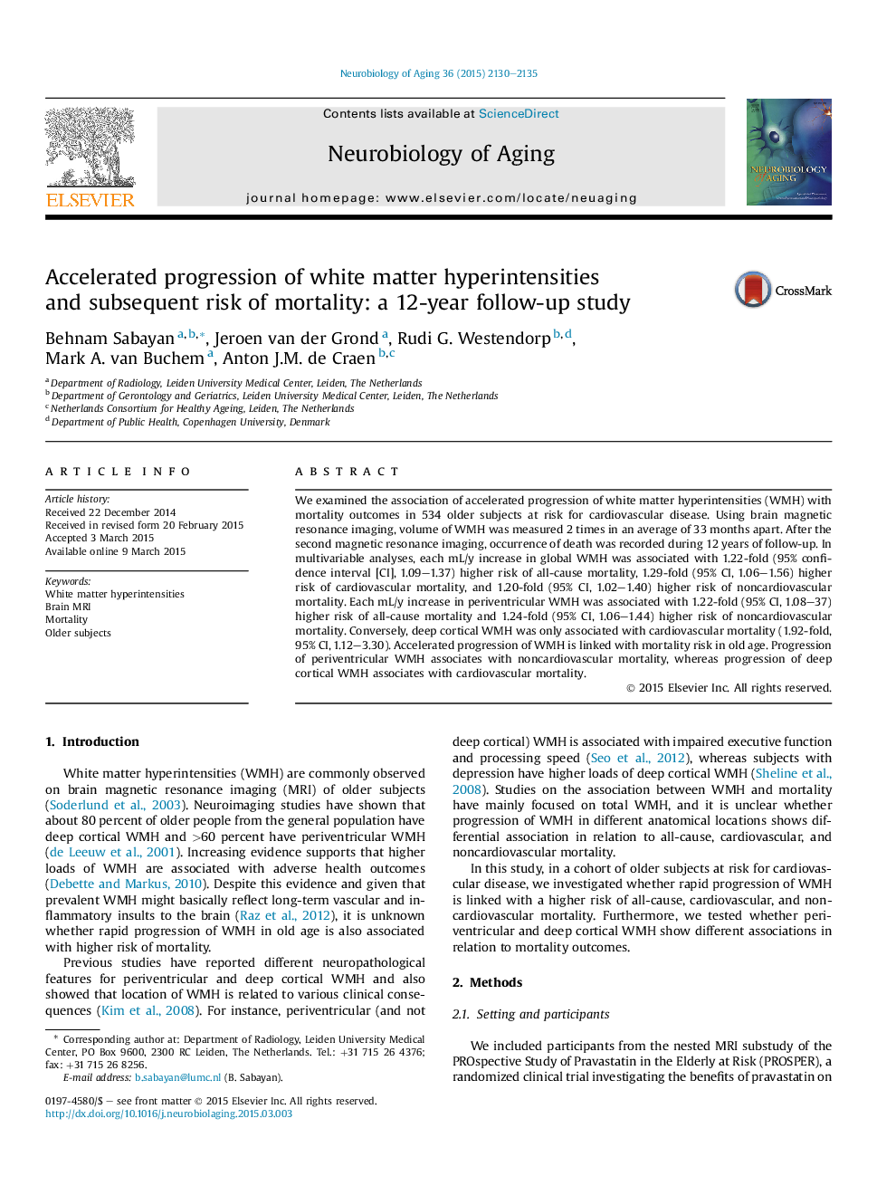 Accelerated progression of white matter hyperintensities and subsequent risk of mortality: a 12-year follow-up study