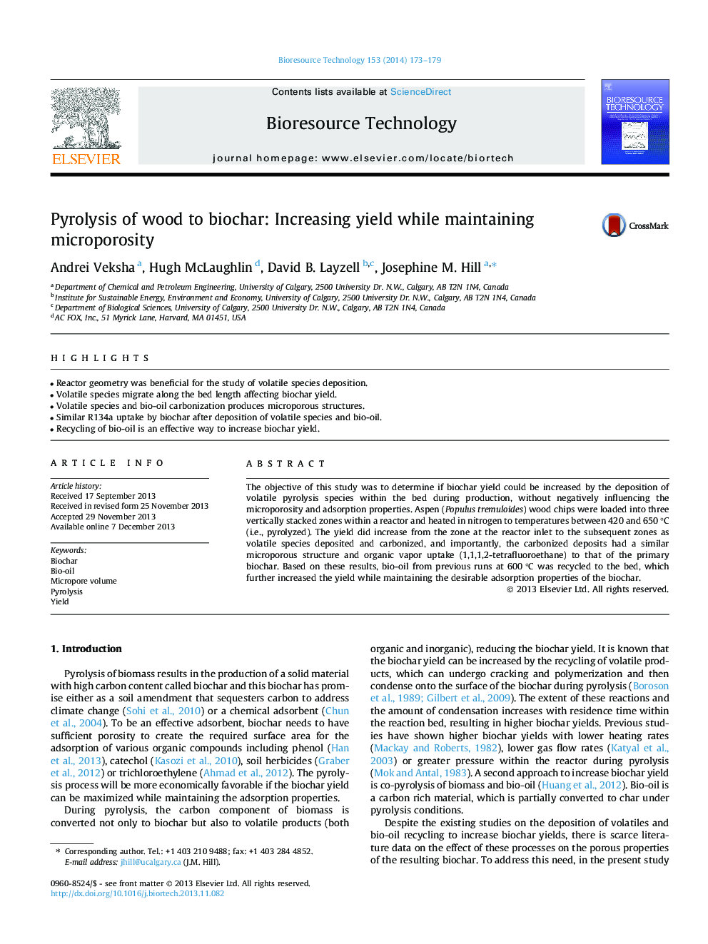 Pyrolysis of wood to biochar: Increasing yield while maintaining microporosity