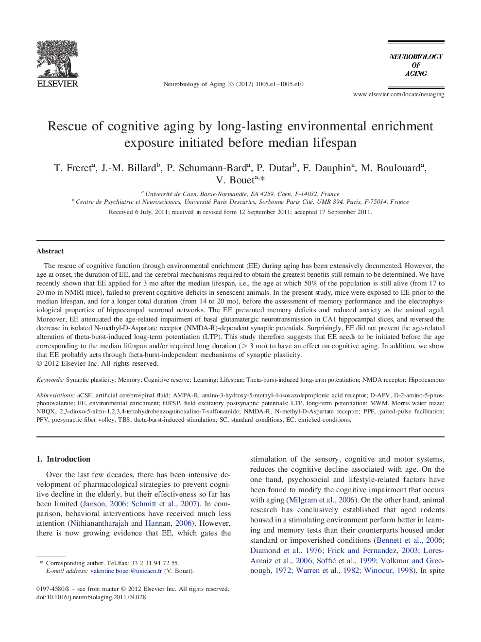 Rescue of cognitive aging by long-lasting environmental enrichment exposure initiated before median lifespan