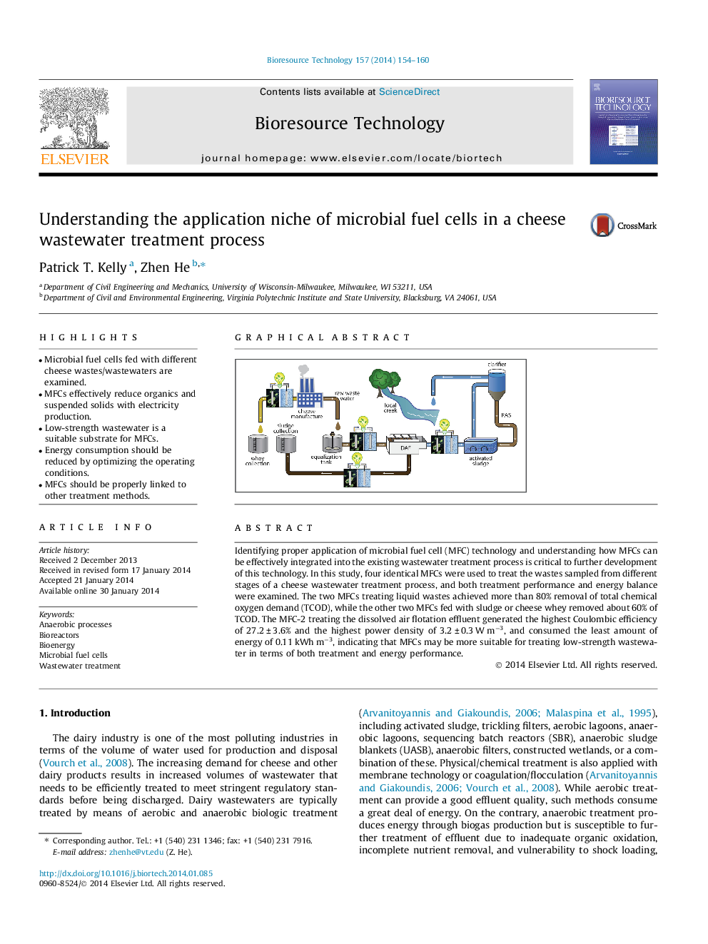 Understanding the application niche of microbial fuel cells in a cheese wastewater treatment process