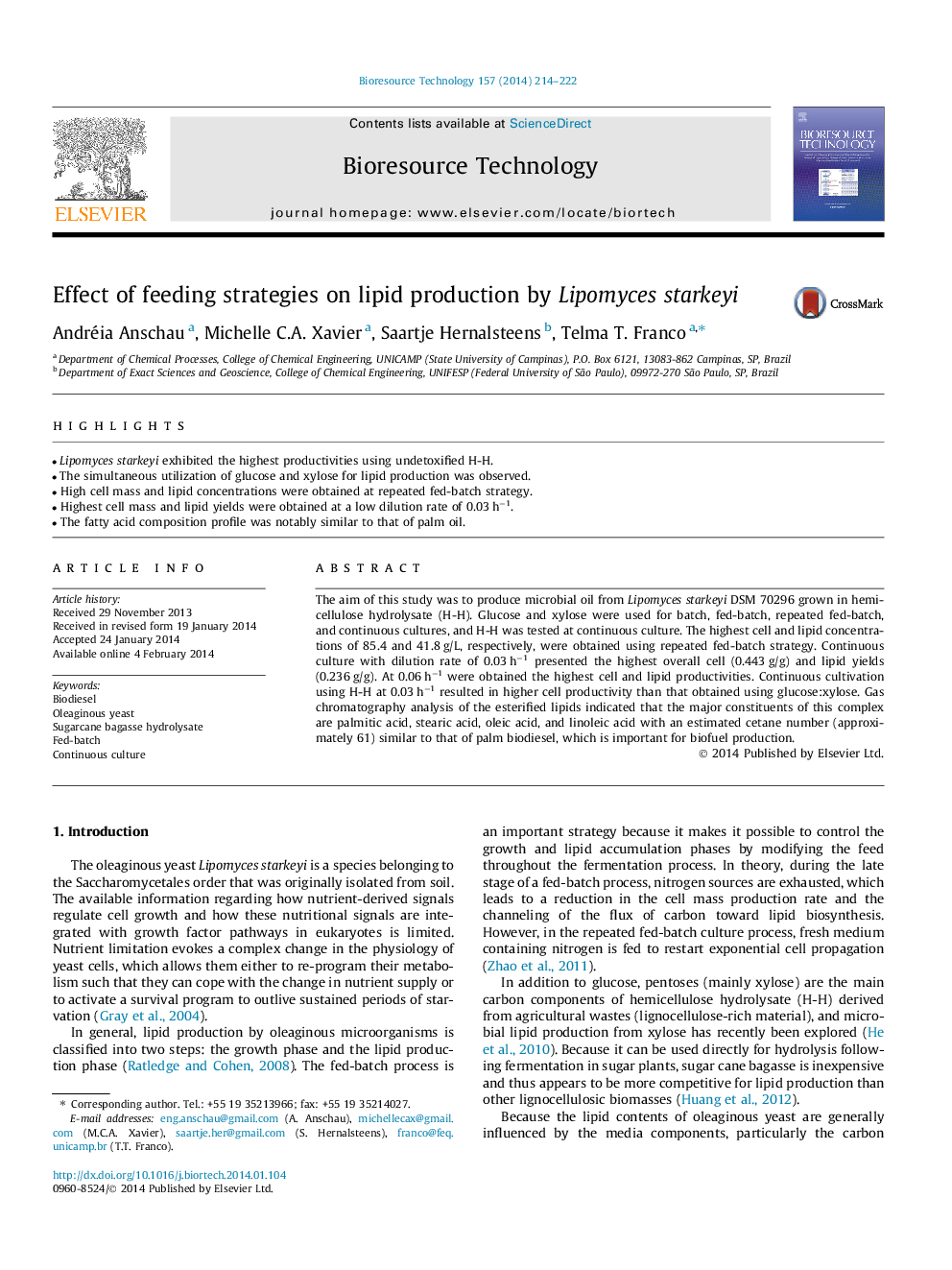 Effect of feeding strategies on lipid production by Lipomyces starkeyi