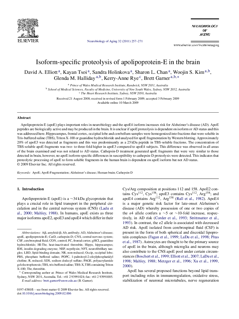 Isoform-specific proteolysis of apolipoprotein-E in the brain