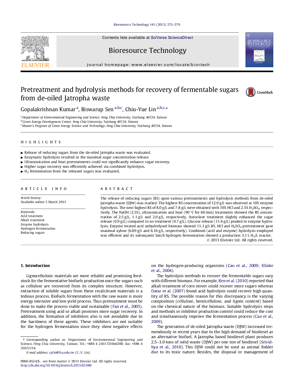 Pretreatment and hydrolysis methods for recovery of fermentable sugars from de-oiled Jatropha waste