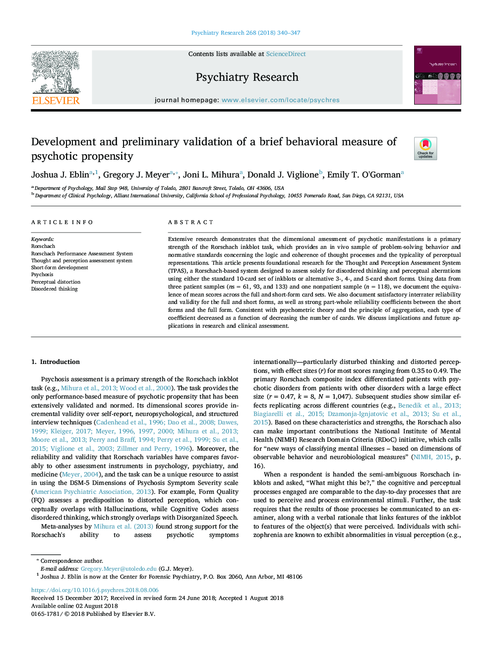 Development and preliminary validation of a brief behavioral measure of psychotic propensity