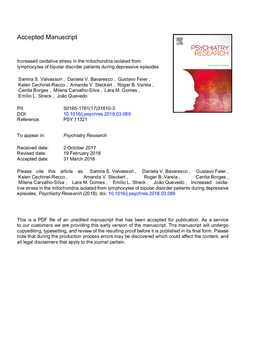 Increased oxidative stress in the mitochondria isolated from lymphocytes of bipolar disorder patients during depressive episodes