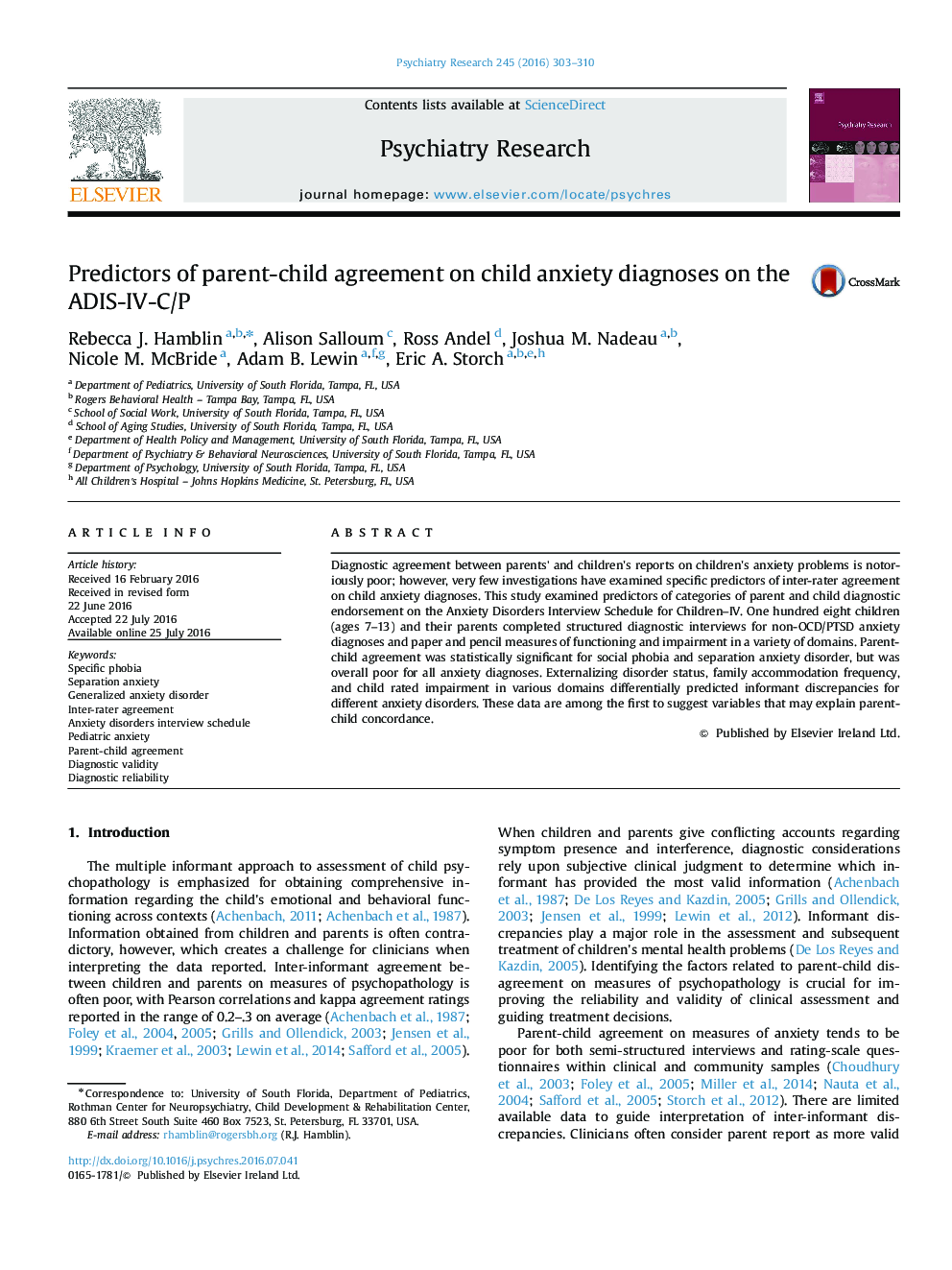 Predictors of parent-child agreement on child anxiety diagnoses on the ADIS-IV-C/P