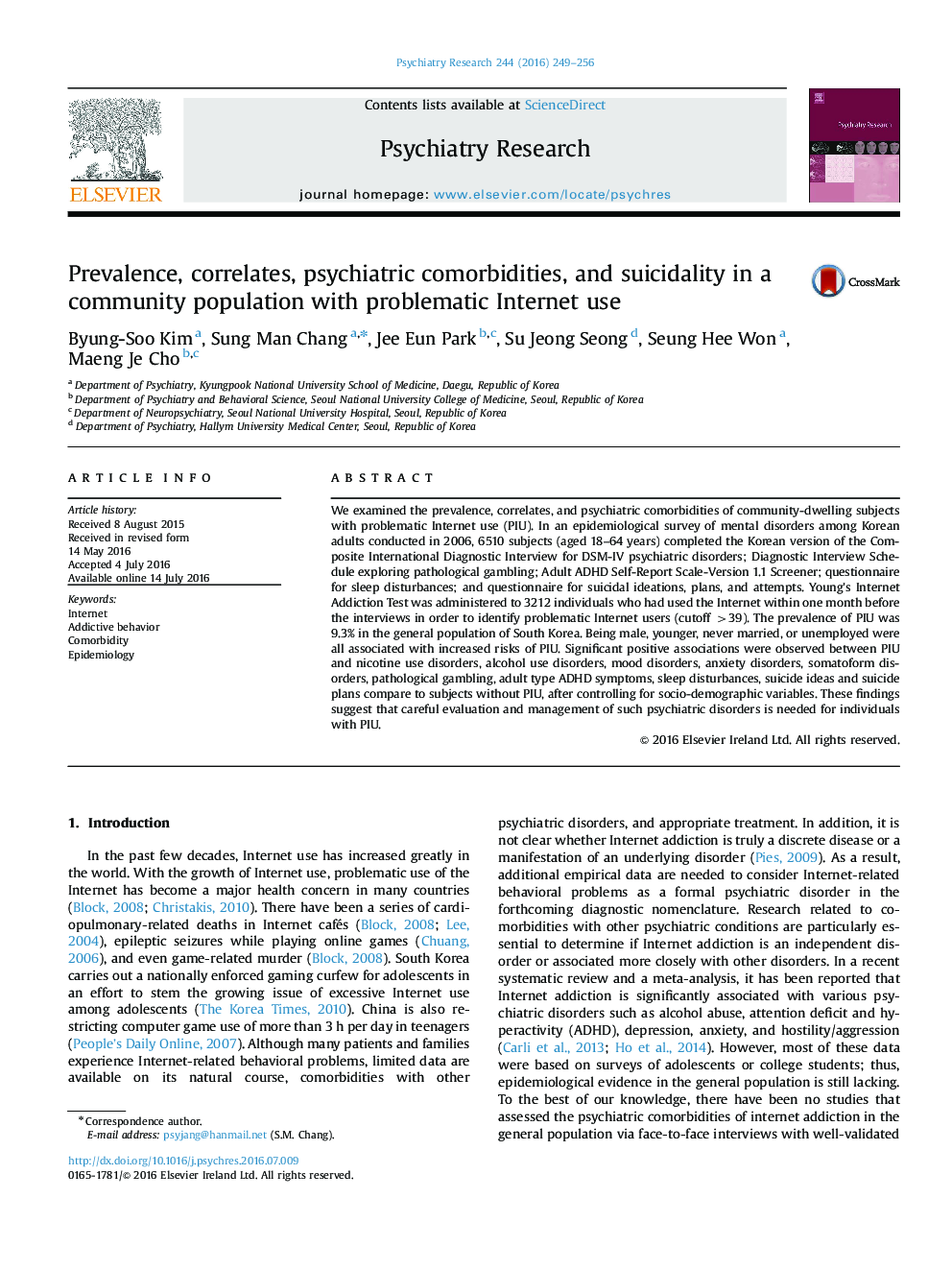Prevalence, correlates, psychiatric comorbidities, and suicidality in a community population with problematic Internet use