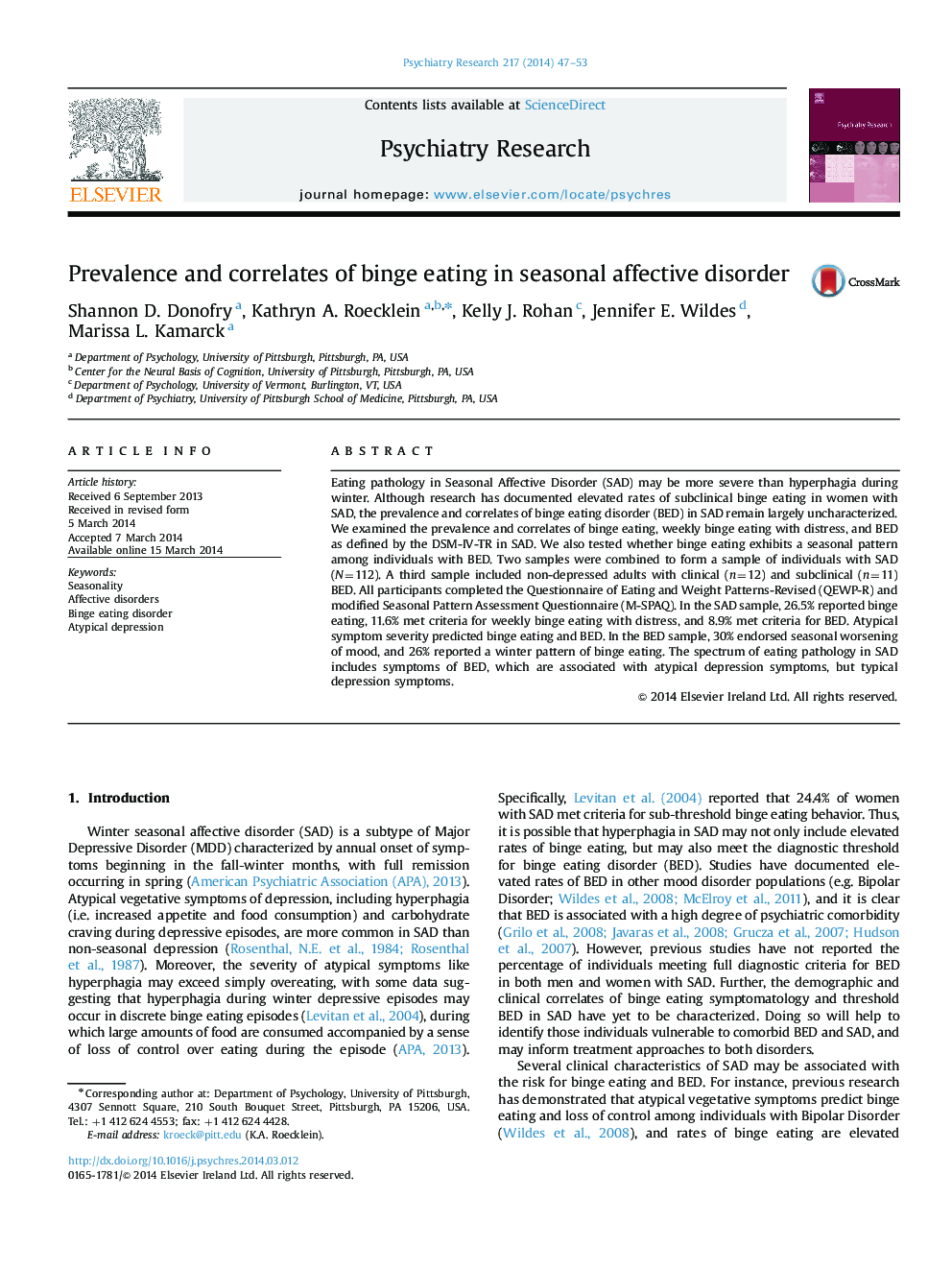 Prevalence and correlates of binge eating in seasonal affective disorder