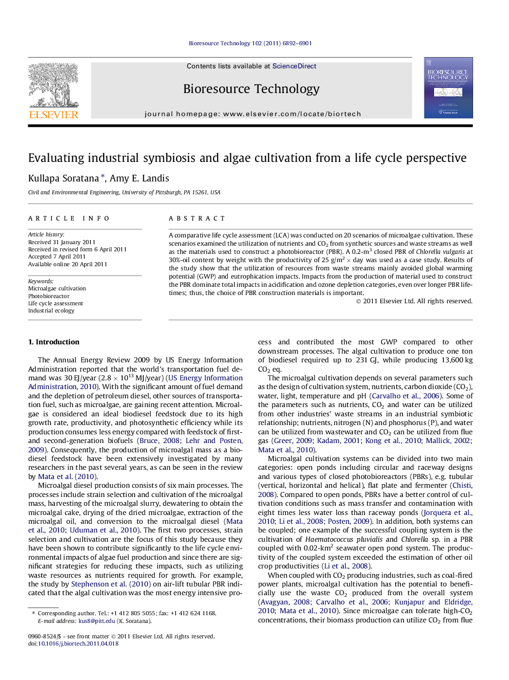 Evaluating industrial symbiosis and algae cultivation from a life cycle perspective