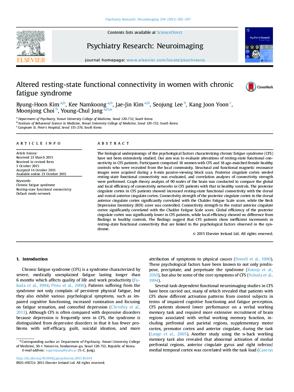 Altered resting-state functional connectivity in women with chronic fatigue syndrome