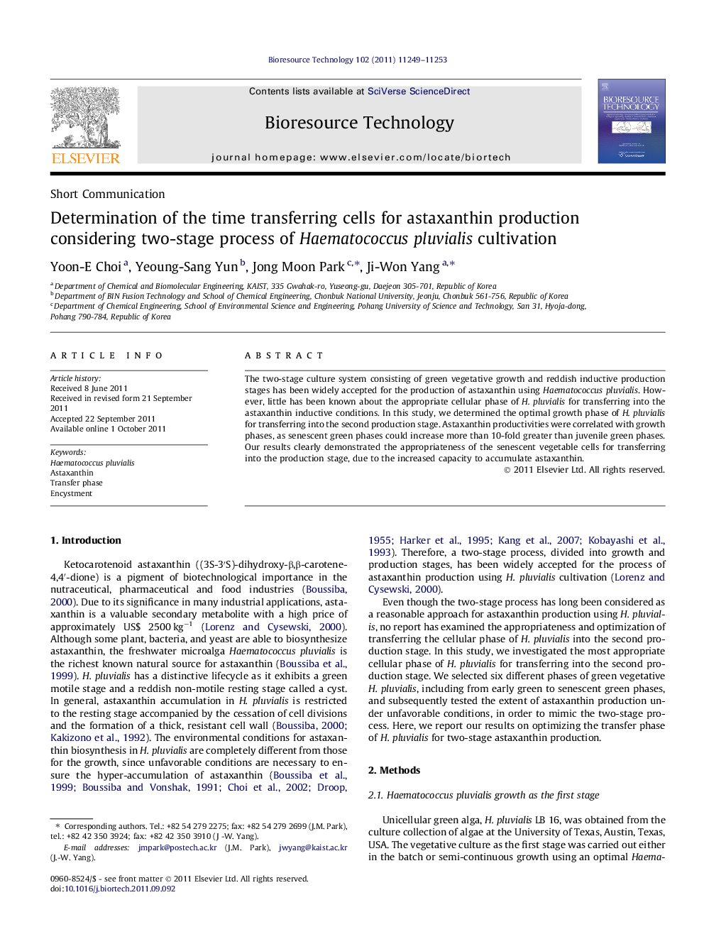 Determination of the time transferring cells for astaxanthin production considering two-stage process of Haematococcuspluvialis cultivation