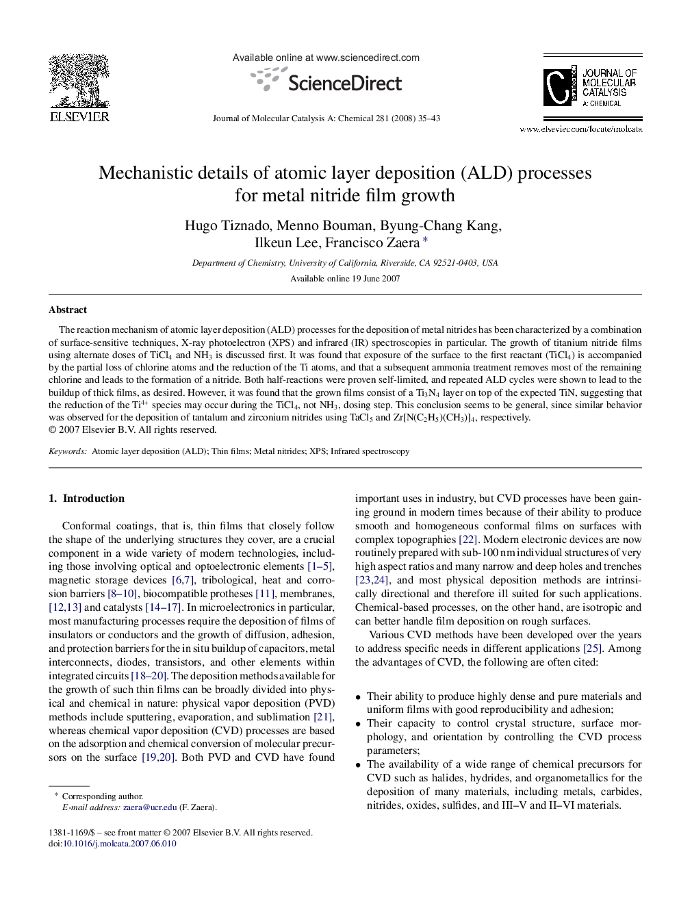 Mechanistic details of atomic layer deposition (ALD) processes for metal nitride film growth