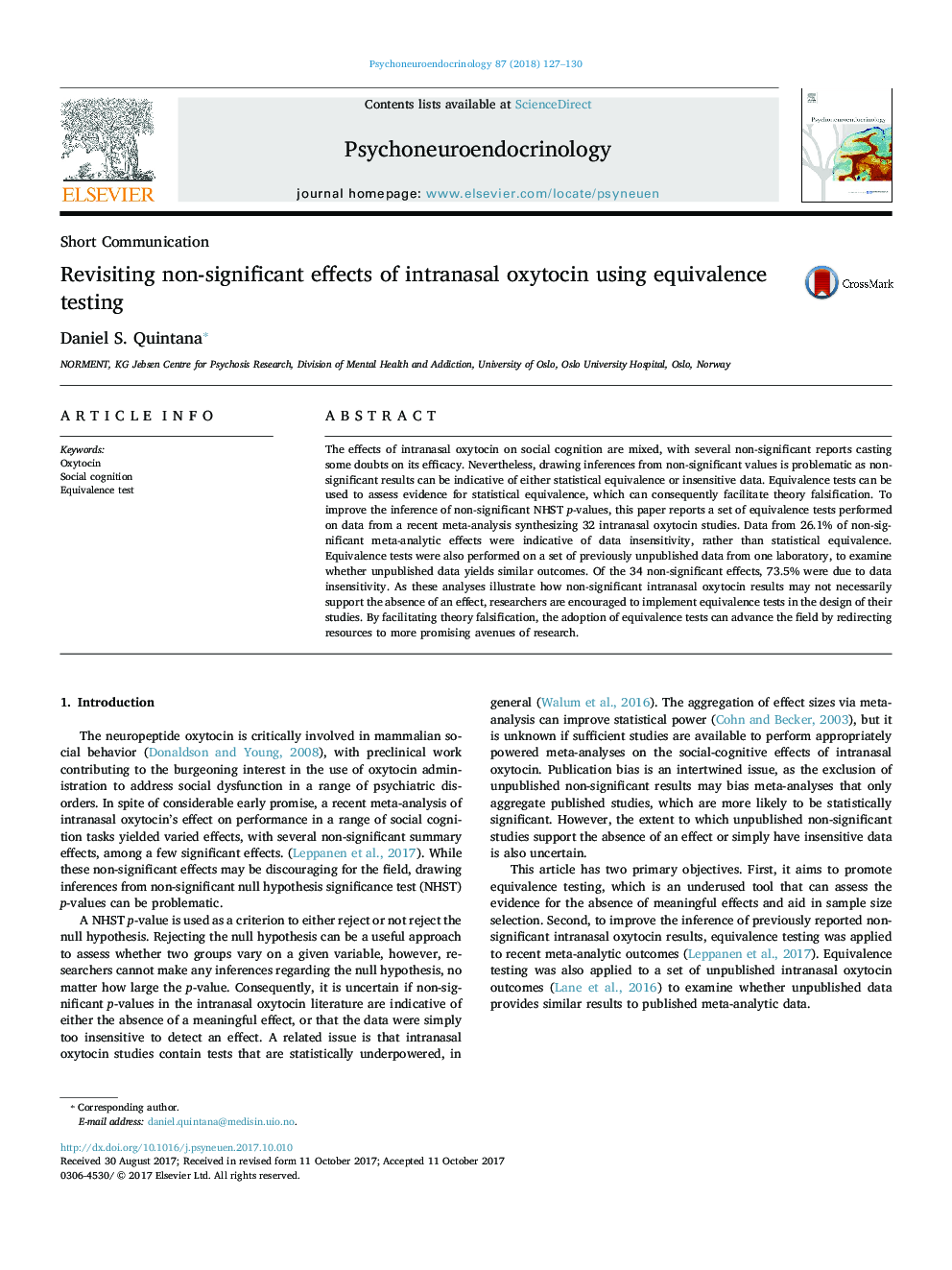 Revisiting non-significant effects of intranasal oxytocin using equivalence testing