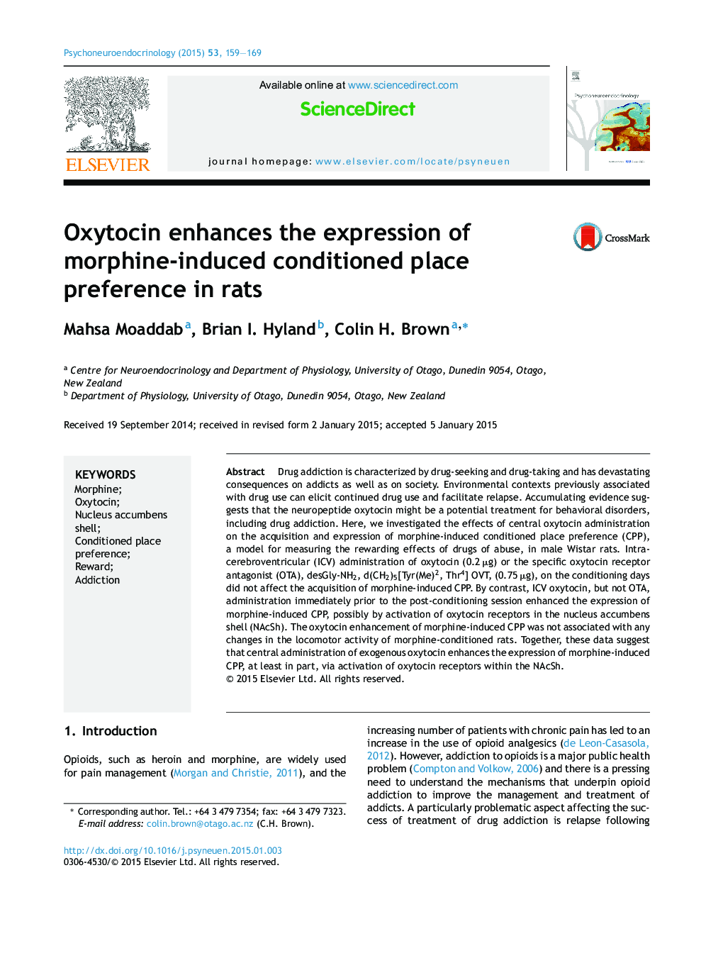 Oxytocin enhances the expression of morphine-induced conditioned place preference in rats