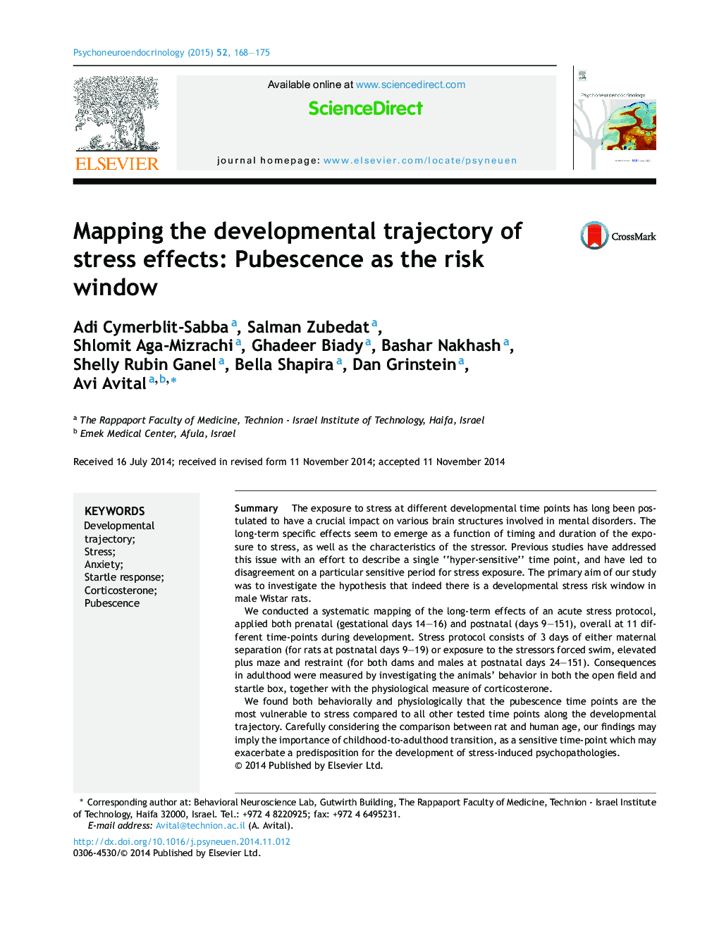 Mapping the developmental trajectory of stress effects: Pubescence as the risk window