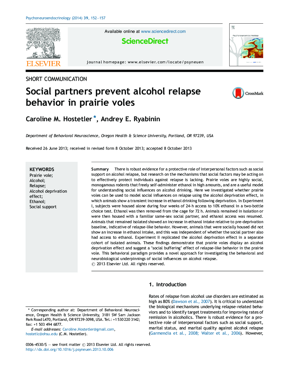 Social partners prevent alcohol relapse behavior in prairie voles