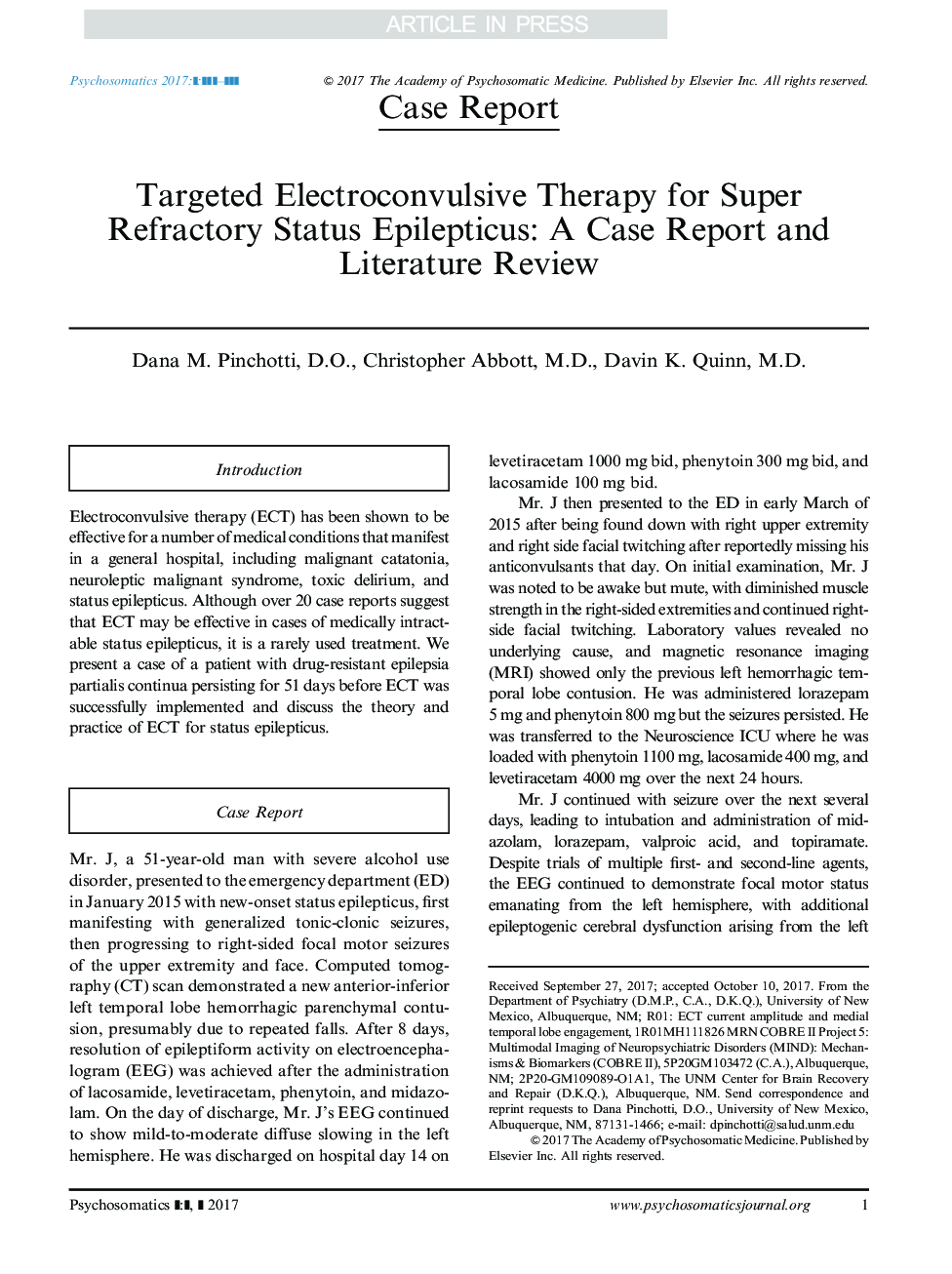 Targeted Electroconvulsive Therapy for Super Refractory Status Epilepticus: A Case Report and Literature Review