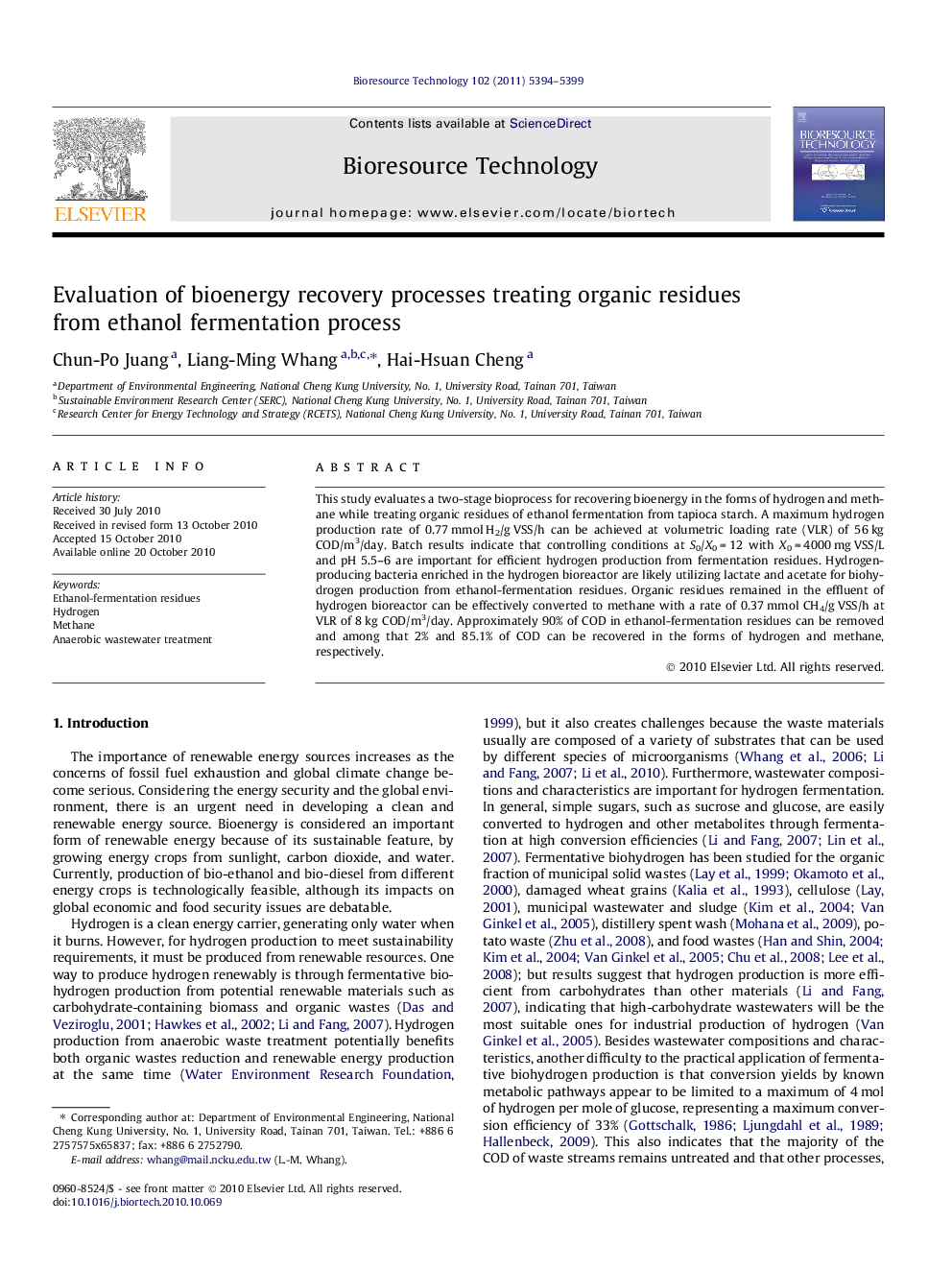 Evaluation of bioenergy recovery processes treating organic residues from ethanol fermentation process