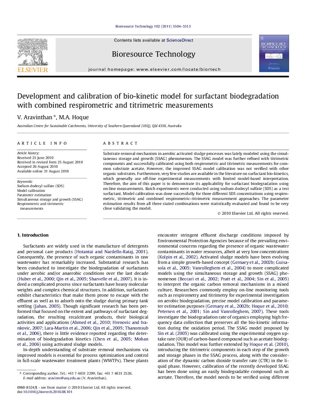 Development and calibration of bio-kinetic model for surfactant biodegradation with combined respirometric and titrimetric measurements