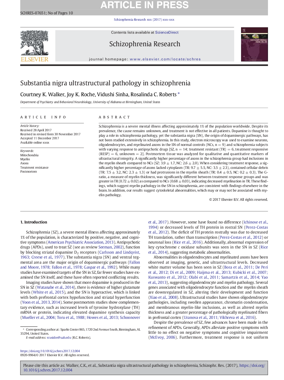 Substantia nigra ultrastructural pathology in schizophrenia