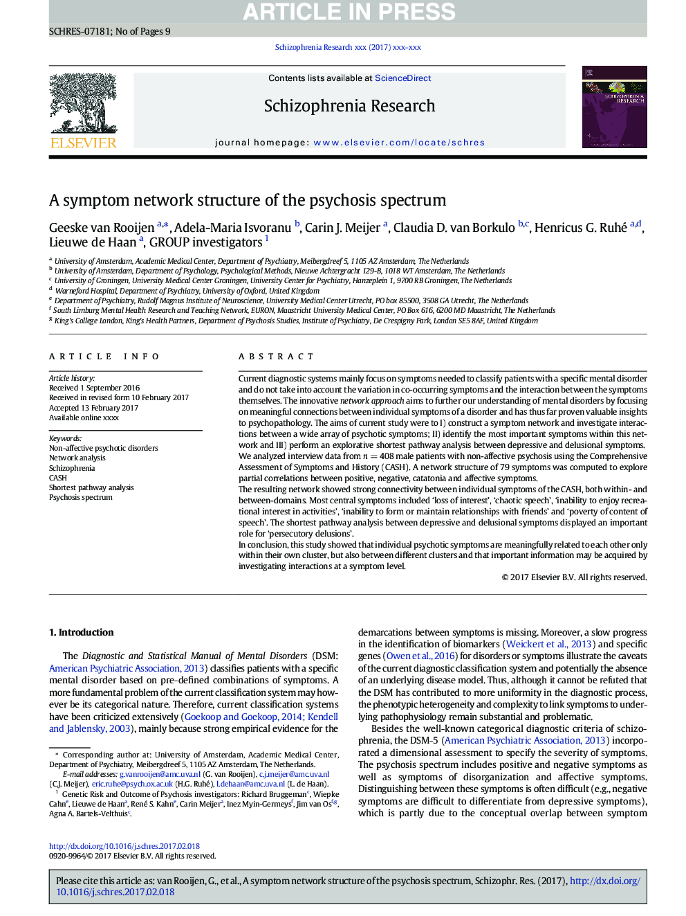 A symptom network structure of the psychosis spectrum