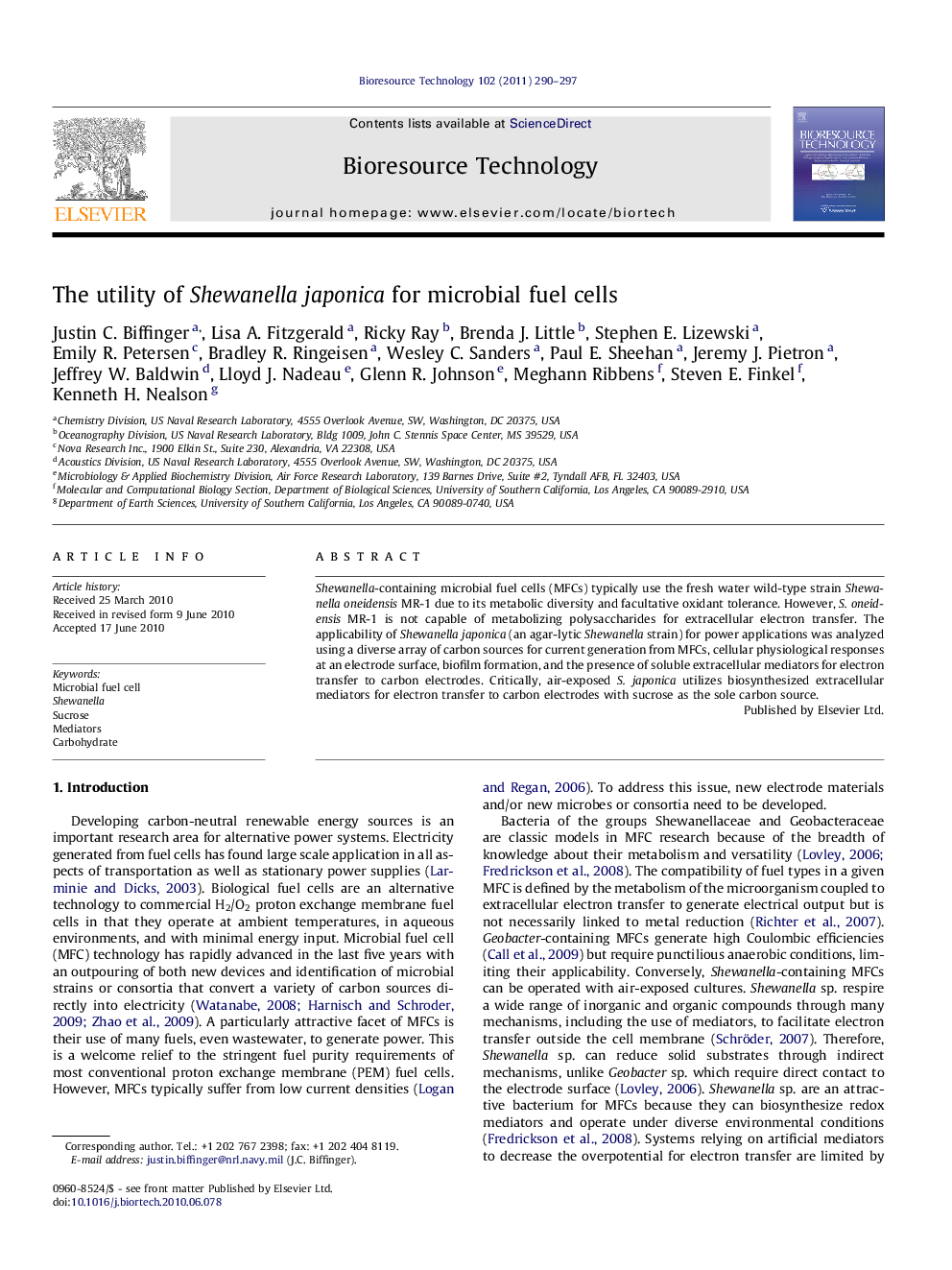 The utility of Shewanella japonica for microbial fuel cells