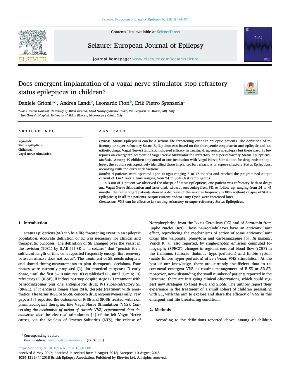 Does emergent implantation of a vagal nerve stimulator stop refractory status epilepticus in children?