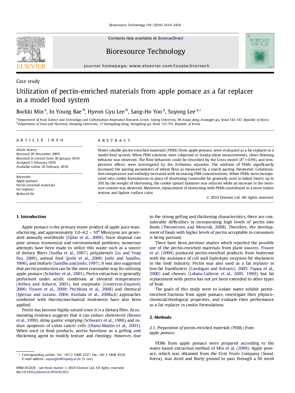 Utilization of pectin-enriched materials from apple pomace as a fat replacer in a model food system