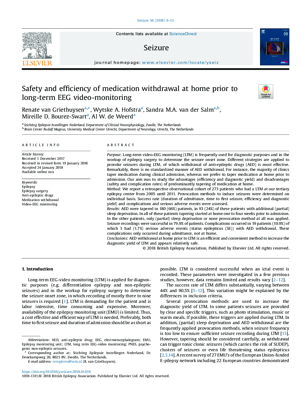 Safety and efficiency of medication withdrawal at home prior to long-term EEG video-monitoring