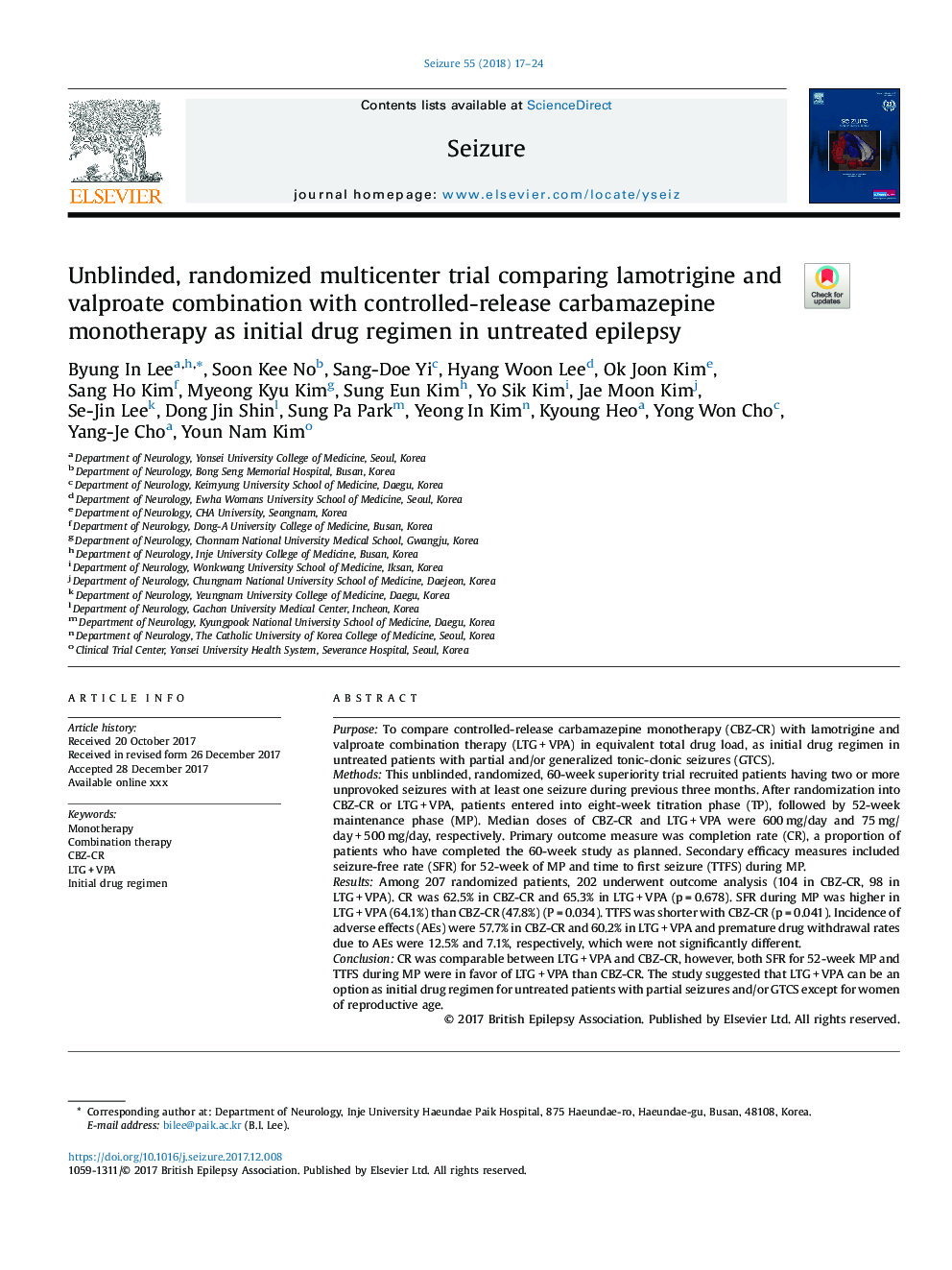 Unblinded, randomized multicenter trial comparing lamotrigine and valproate combination with controlled-release carbamazepine monotherapy as initial drug regimen in untreated epilepsy